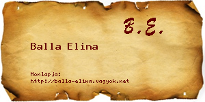 Balla Elina névjegykártya